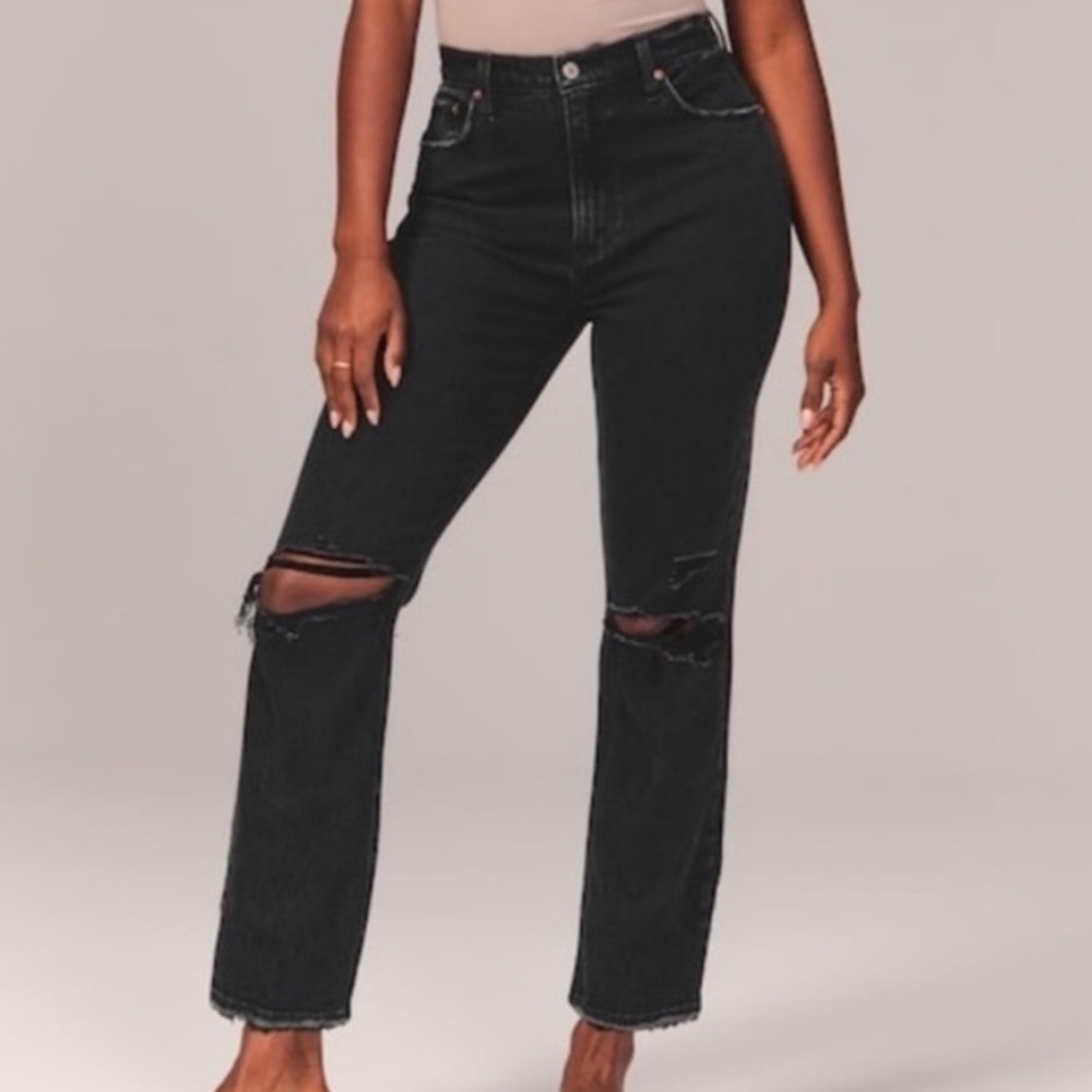 Ankle Straight Ultra High-Rise Black 28/6 Long Curve Love